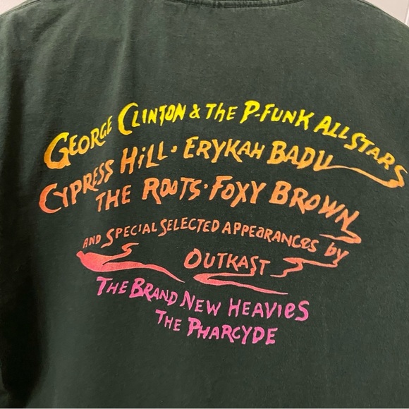 Vintage 1997 Smokin Grooves Band Tee Cypress Hill OutKast Concert Green Tour 97 - Picture 6 of 13